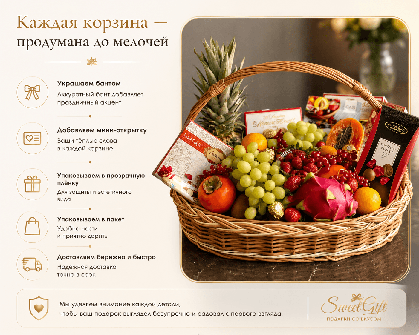Фруктовая корзина с виноградом, апельсинами "ГринФилдс", фото 5