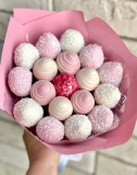Букет из конфет и фруктов учителю "Розовое облако"