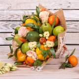Букет из овощей, фруктов и цветов ОФ03 "Супер микс" (35х35 см)